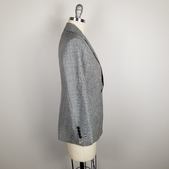 Pendleton Microplaid Schoolboy Academia Wool Career Office Grey Blazer Size 6P - Picture 2 of 5